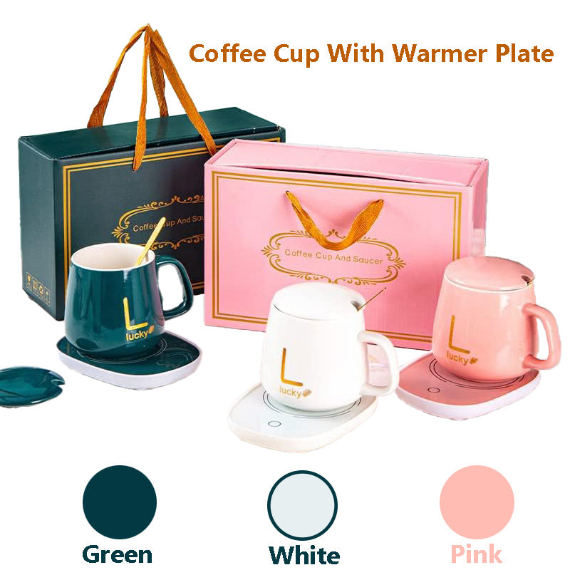 Switch Electric Coffee Mug-Warmer with Ceramic Mug, Cover, Spoon