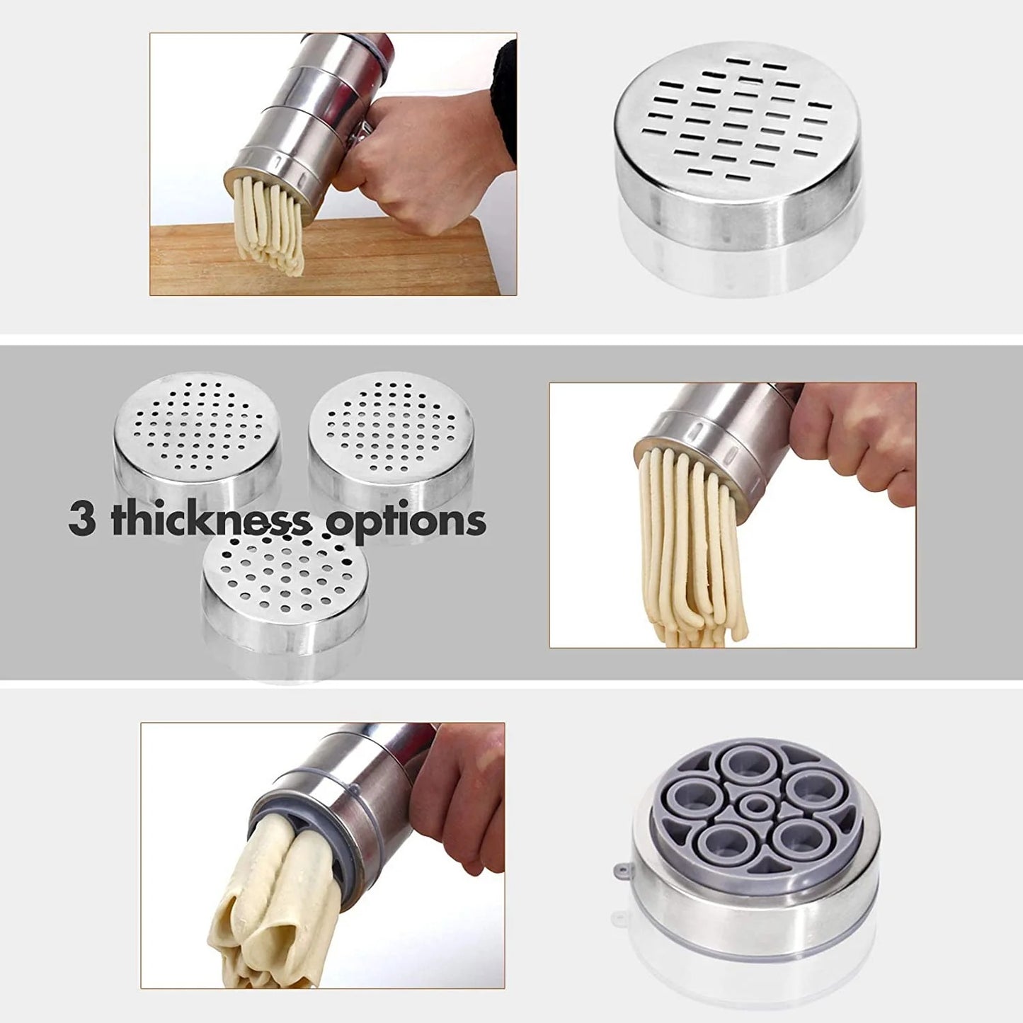 Stainless Steel Manual Noodles Press Pasta Maker with 5 Noodle Mold