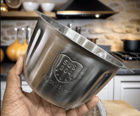 Multifunctional Manual Stainless Steel Bowl Hand Push Chopper with 4 Curved Stainless Steel Blades For Vegetables & Meat 2L