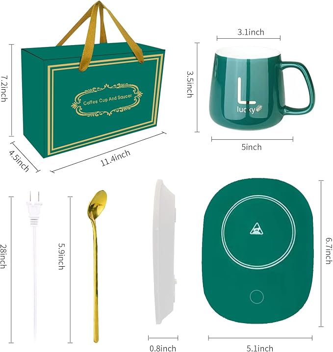 Switch Electric Coffee Mug-Warmer with Ceramic Mug, Cover, Spoon