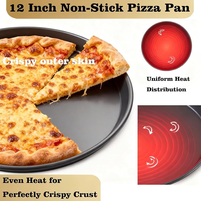 9" Pizza Pan for Oven, Nonstick Round Aluminum Pizza Baking Tray, Restaurant Style Heavy-Duty Deep-Dish Pizza Pan with Rolled Edge & Warp Resistant