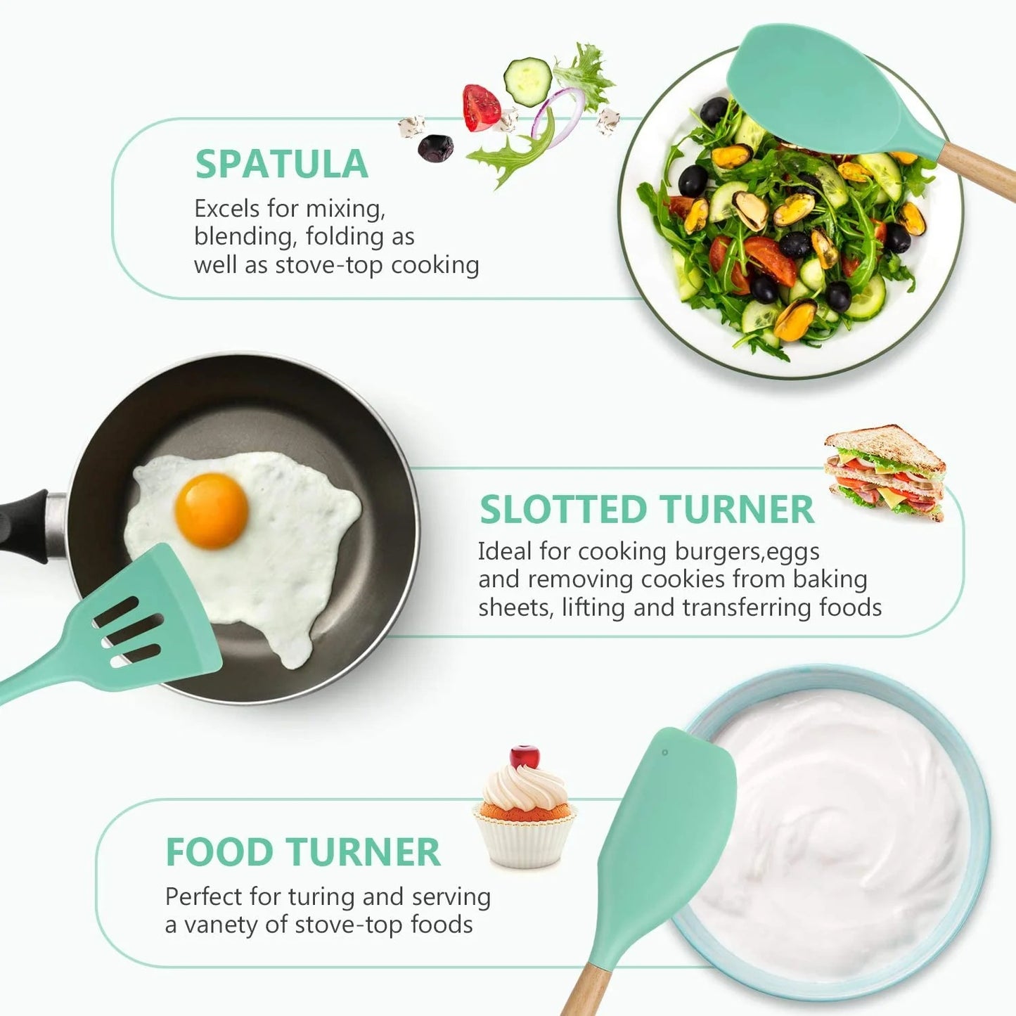 12 Pcs Silicone Cooking Utensils Kitchen Set