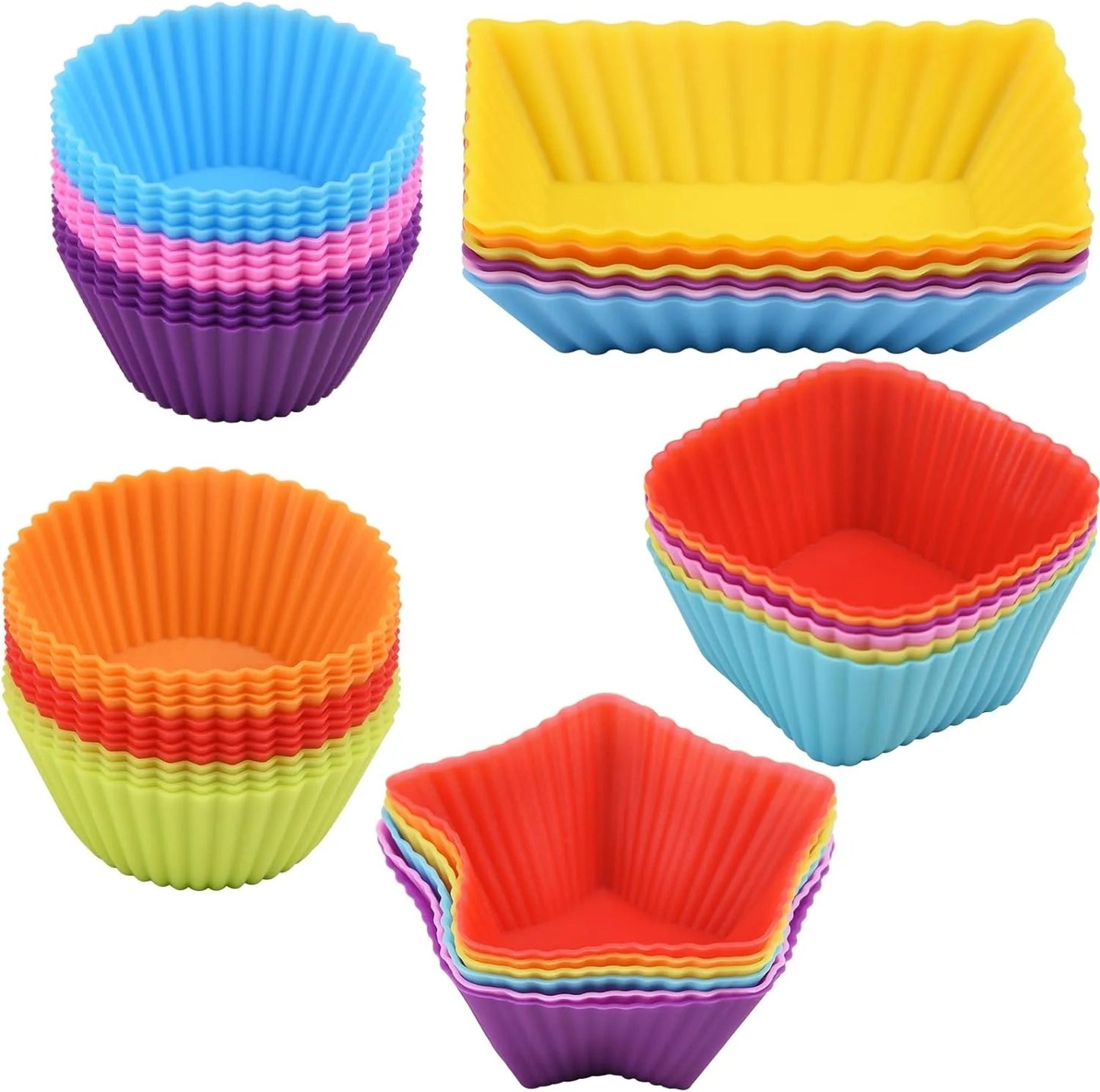 06 Pcs Reusable Multicolor Silicone Baking Muffin Cupcake Molds