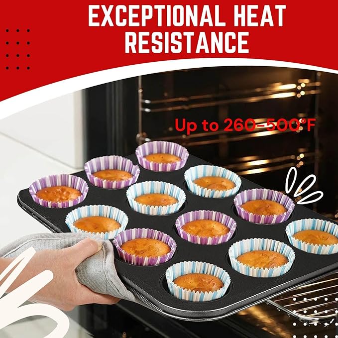 6/12 Cups Muffin Pan Set Bakeware Non-Stick Cupcake Baking Pan Mold for Cakes