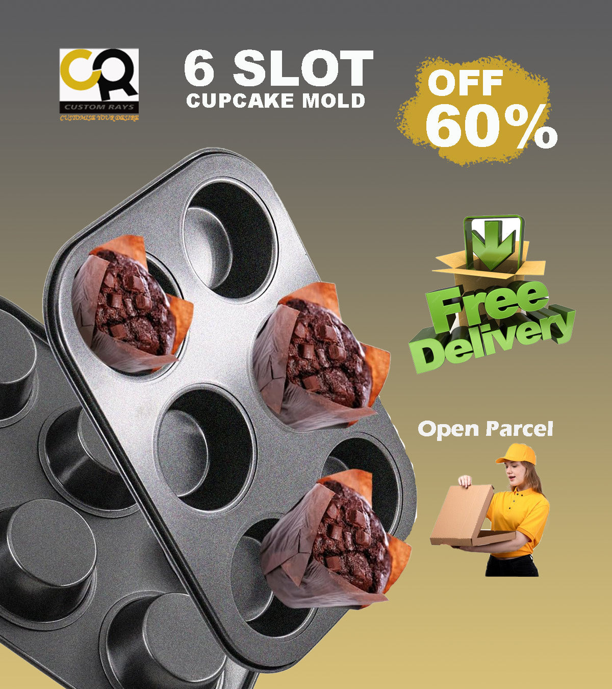 6/12 Cups Muffin Pan Set Bakeware Non-Stick Cupcake Baking Pan Mold for Cakes