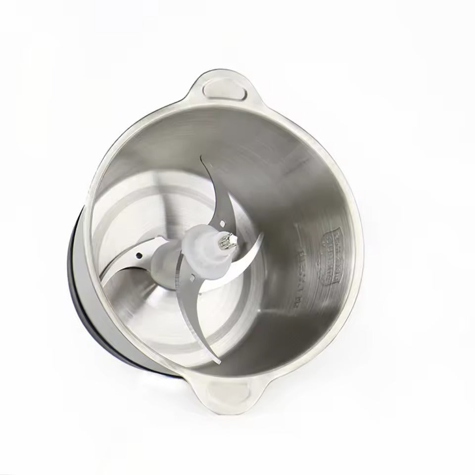 Multifunctional Manual Stainless Steel Bowl Hand Push Chopper with 4 Curved Stainless Steel Blades For Vegetables & Meat 2L