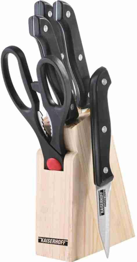 7 Pcs Kitchen Knife Set - 5 Knife + 1 Scissor + 1 Wooden Carrier