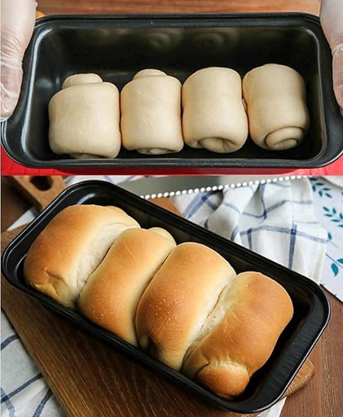 Pack of 3 - Round Shape Cake Pan 6" - Bread Loaf Pan 6" And 6 Slot Cup Cake Muffin Tray - Cake Baking and Decoration Tools - Black Carbon Steel - Non stick Mold